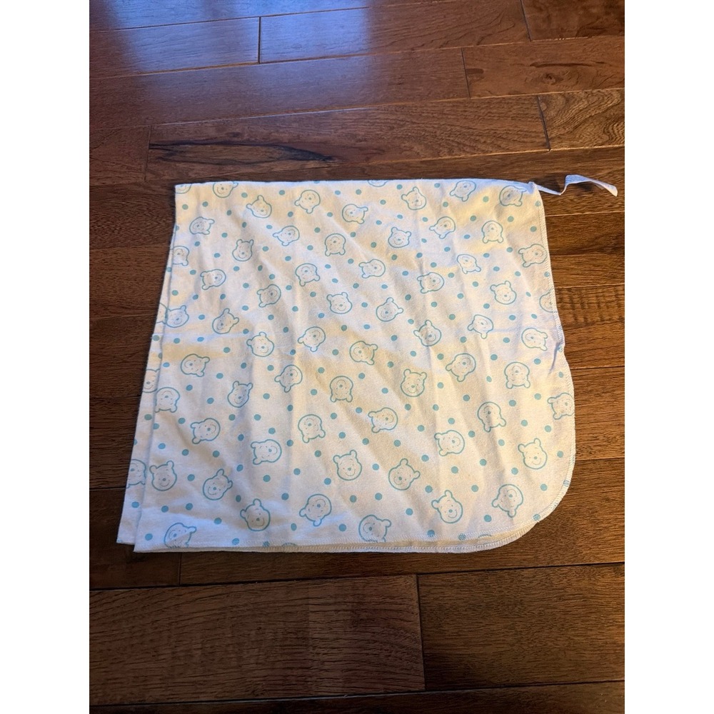 Disney Baby Winnie the Pooh White Blue Receiving Blanket 30" x 30"